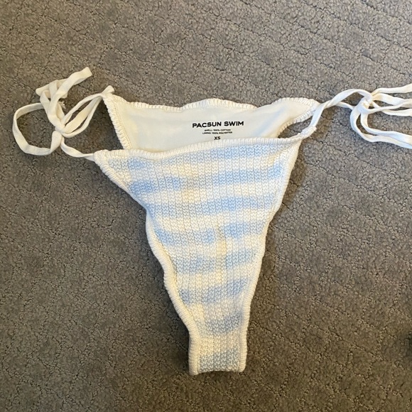 🦋4/$20 SALE - NWOT PacSun Blue Rio Crochet Side Tie Bikini Bottom - Picture 6 of 7